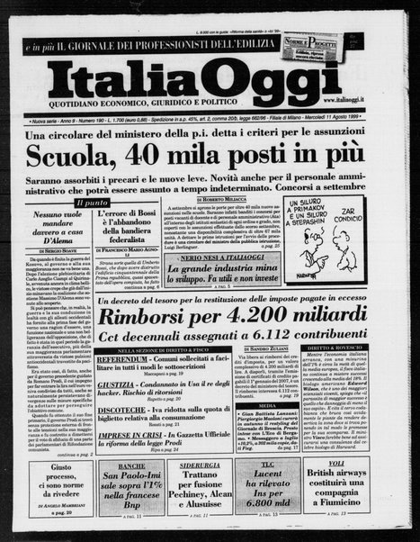 Italia oggi : quotidiano di economia finanza e politica